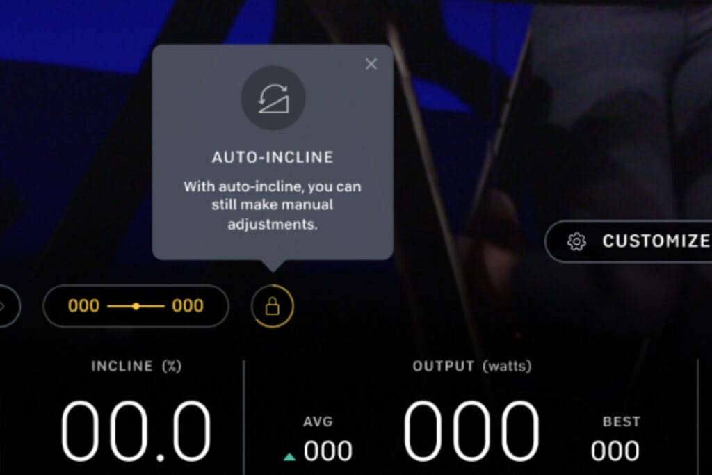 Image from Peloton support showing the new icon for auto incline on Tread.