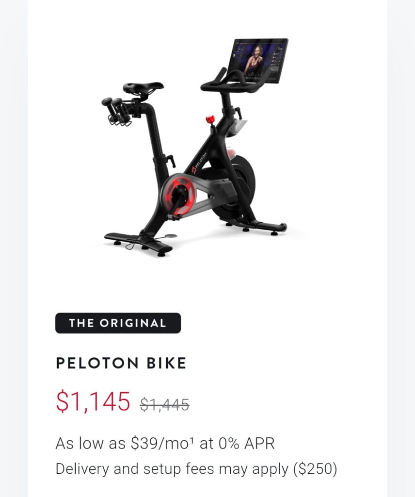 Preferred Peloton Bike pricing