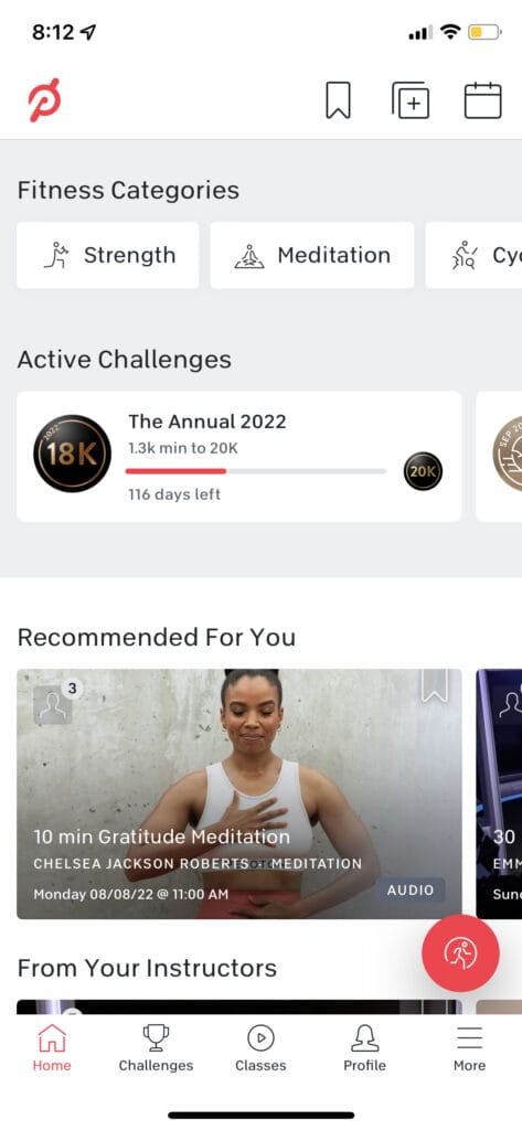 New active challenges section on iOS App home screen.