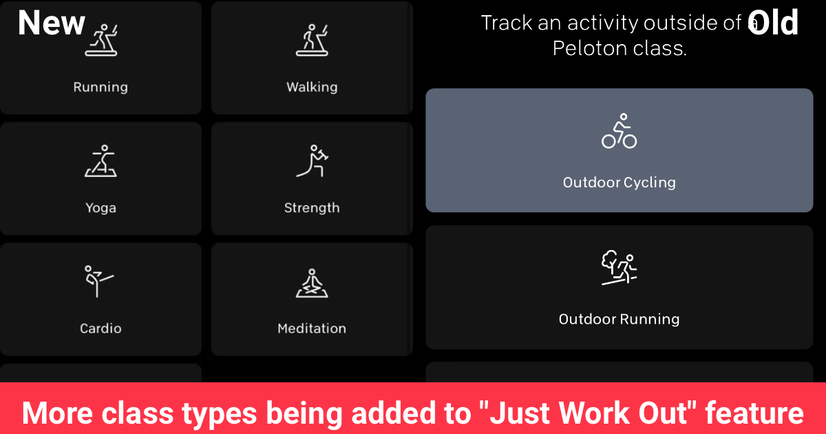 More class types added to Peloton "Just Work Out" Feature Strength