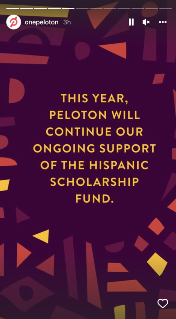 Peloton Announcing the Continuation of Their Tradition to Donate to the Hispanic Scholarship Fund