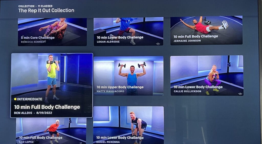 Rep It Out Collection classes on Peloton Guide.