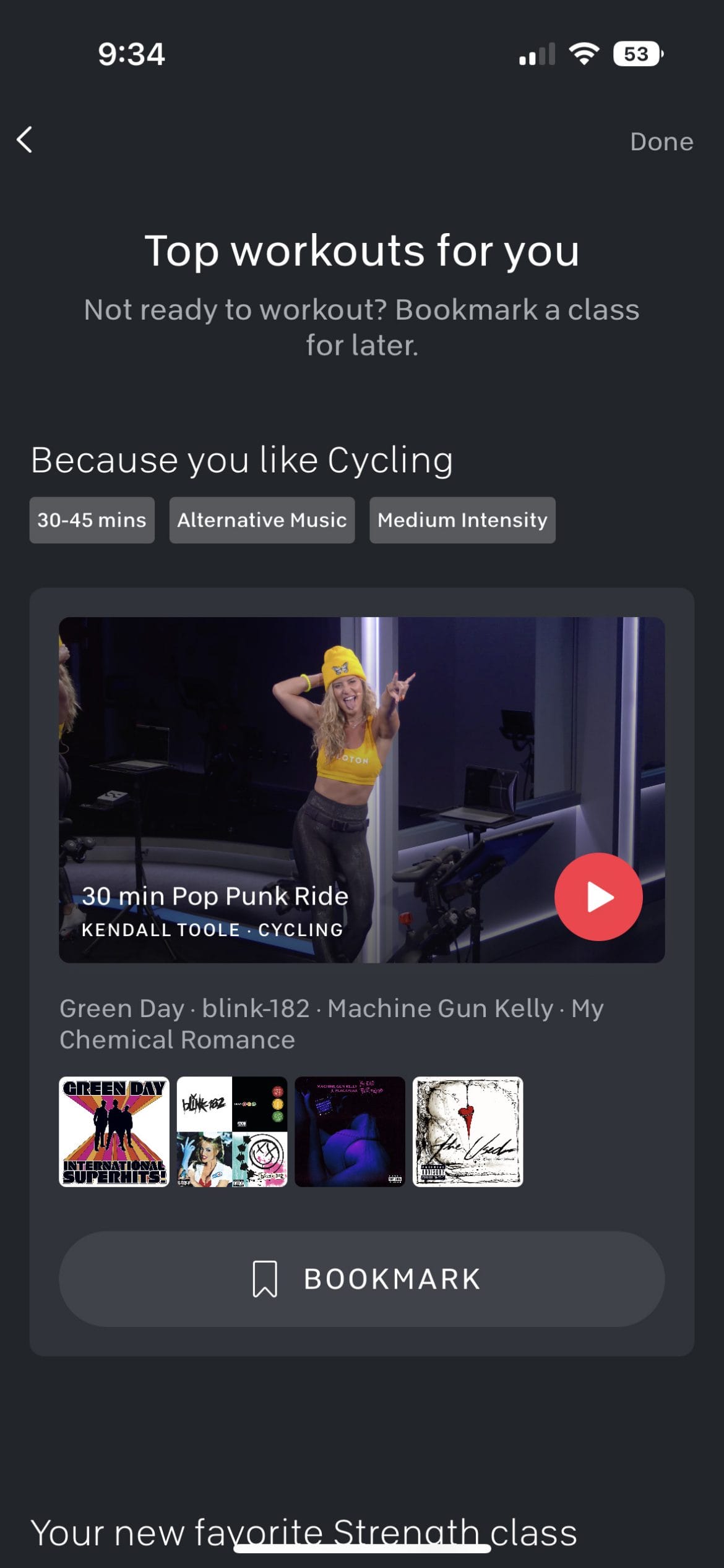 Personalized cycling class recommendation.