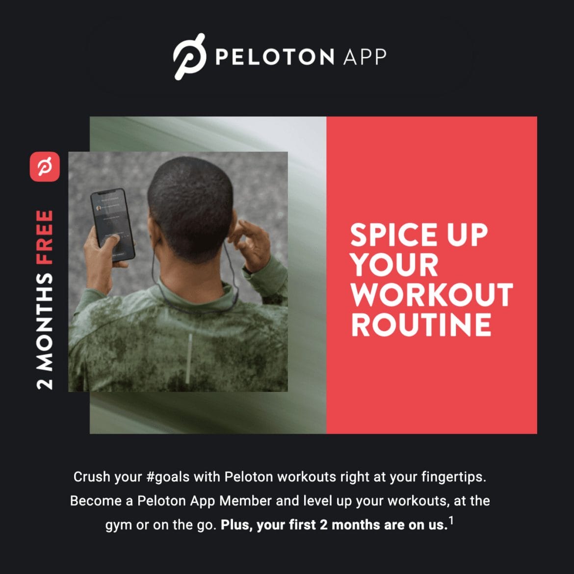 Peloton email advertising special App offer to new members.