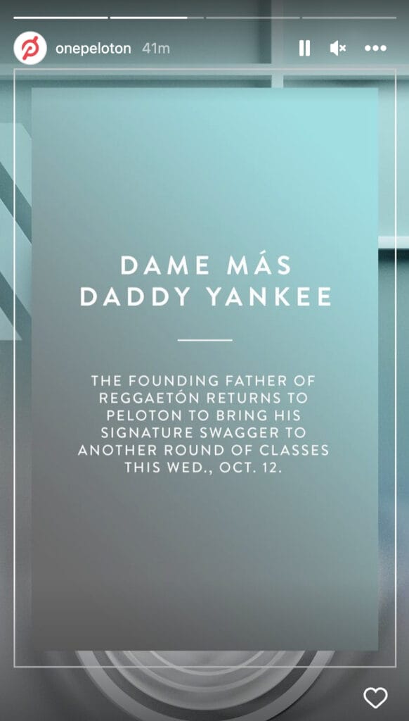 Peloton's Daddy Yankee Instagram Announcement