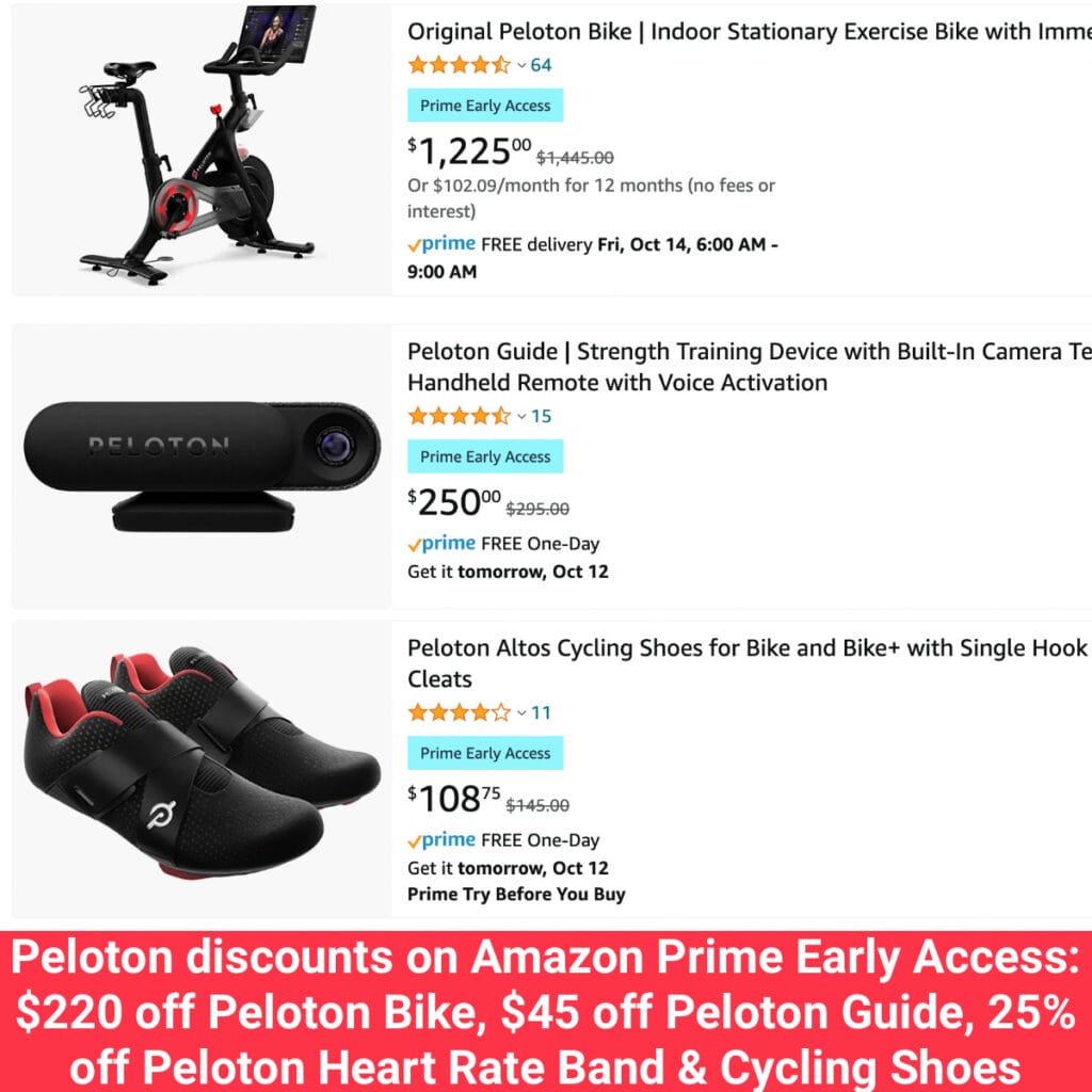 Peloton discounts on Amazon Prime Early Access 220 off Peloton Bike