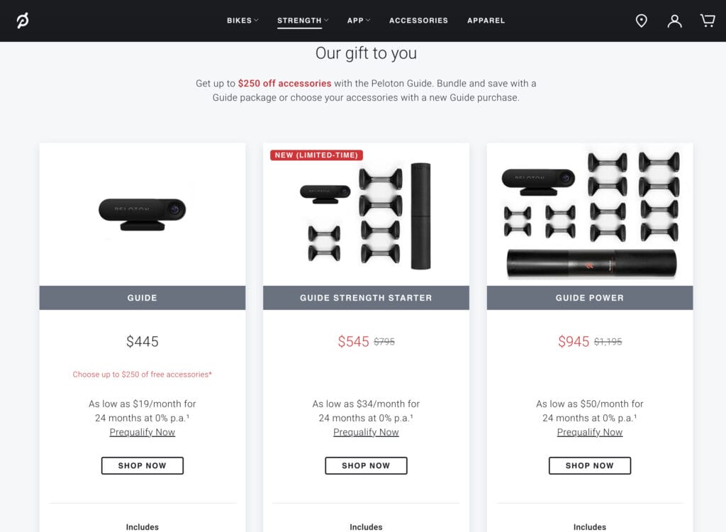 Discounts on Peloton Guide accessories for Black Friday in Australia.