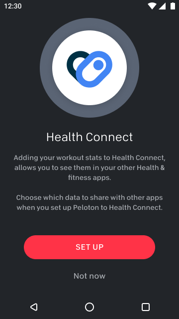 Setting up Google Health Connect in the Peloton App. Image credit Peloton.