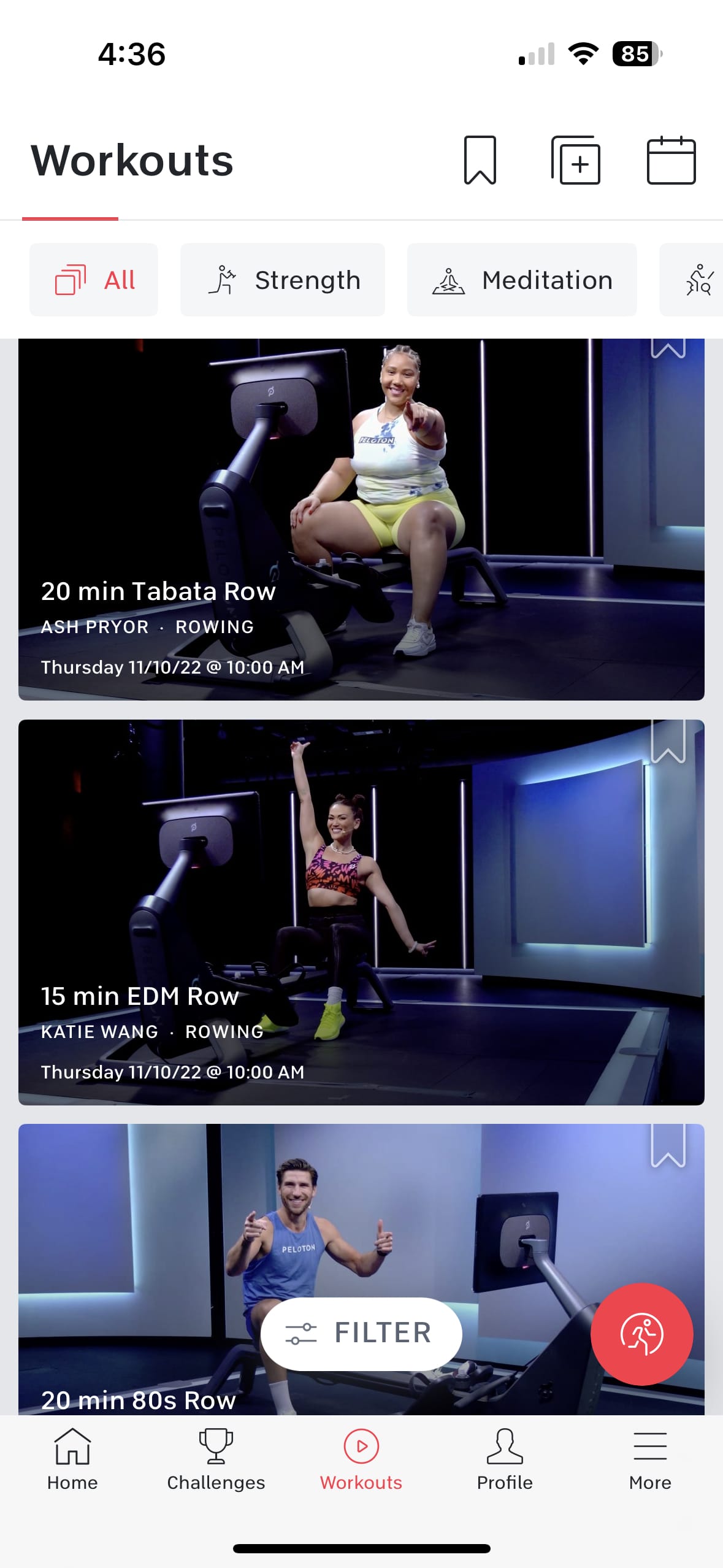 Small number of Peloton rowing classes available on Peloton app