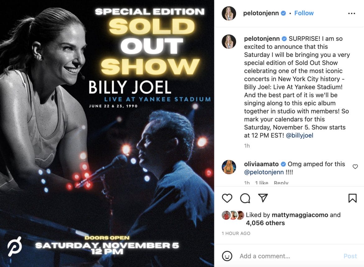 Jenn Sherman Instagram post announcing special edition Sold Out Show ride. Image credit Jenn Sherman Instagram.