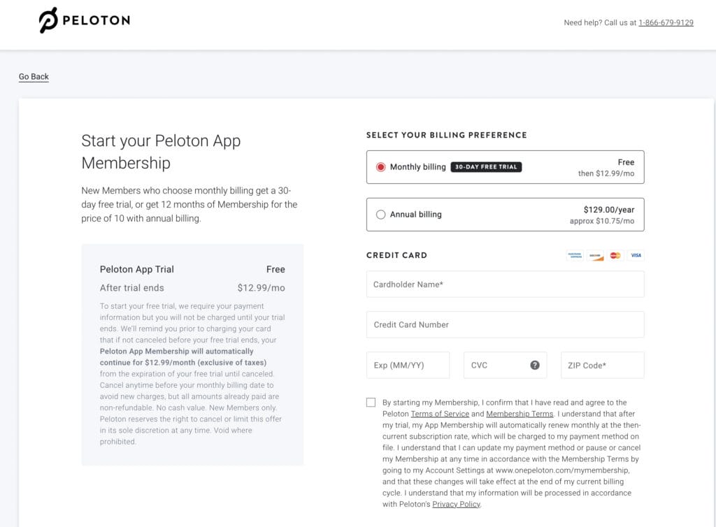 New annual billing option for Peloton App for $129