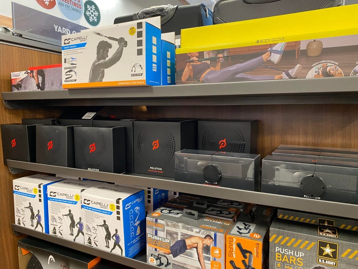 Peloton accessories in a Sierra store.