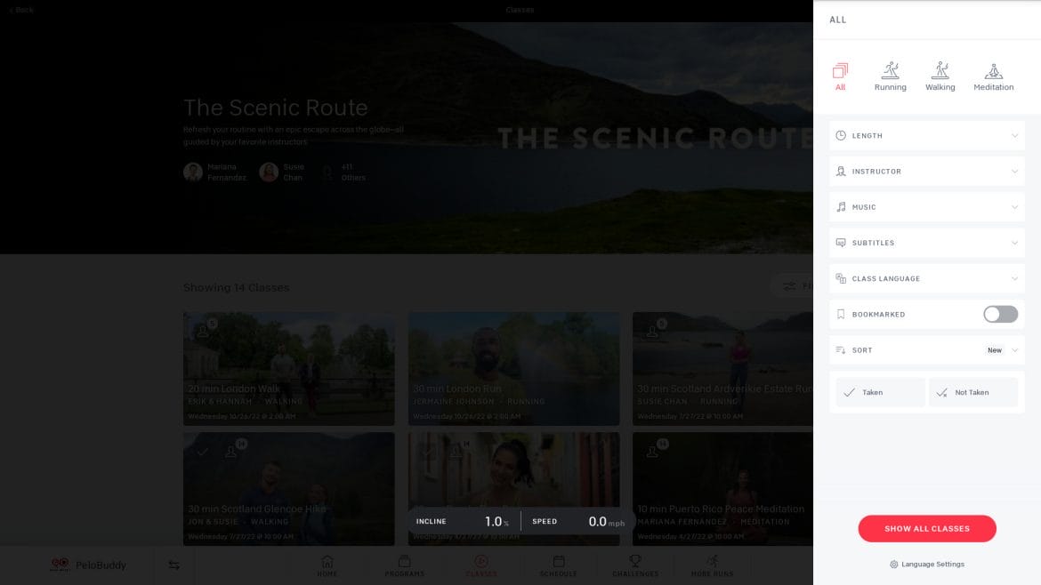 Scenic Route Collection filter options.