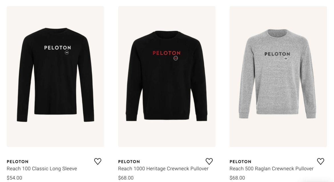 Peloton Apparel Milestone Collection.