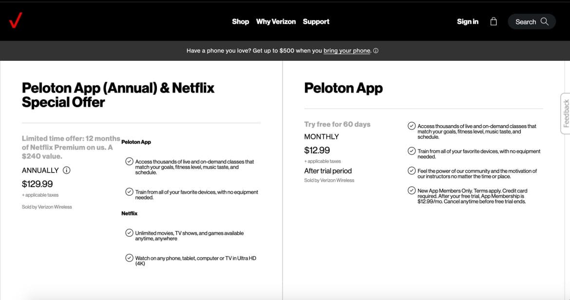 Verizon +Play website.