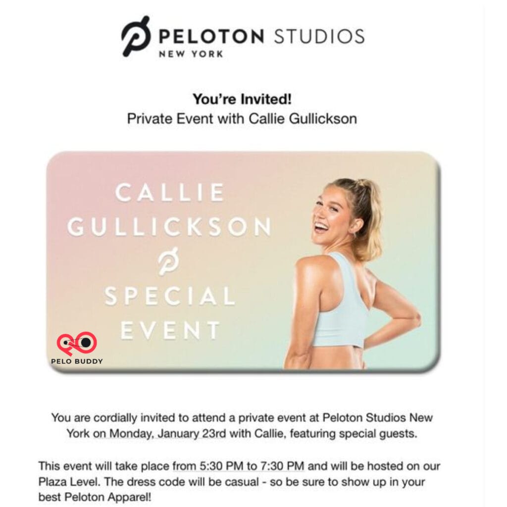 Special Event At PSNY Peloton Studios New York With Callie Gullickson ...