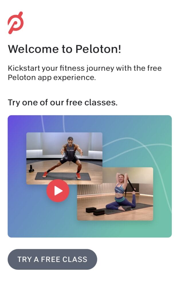 Prompt on free version of app to try free classes.
