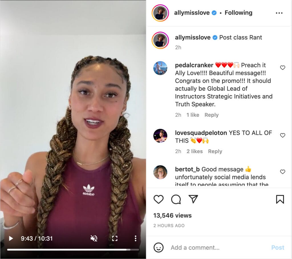 Peloton Instructor Ally Love Promoted to Global Lead of Instructor