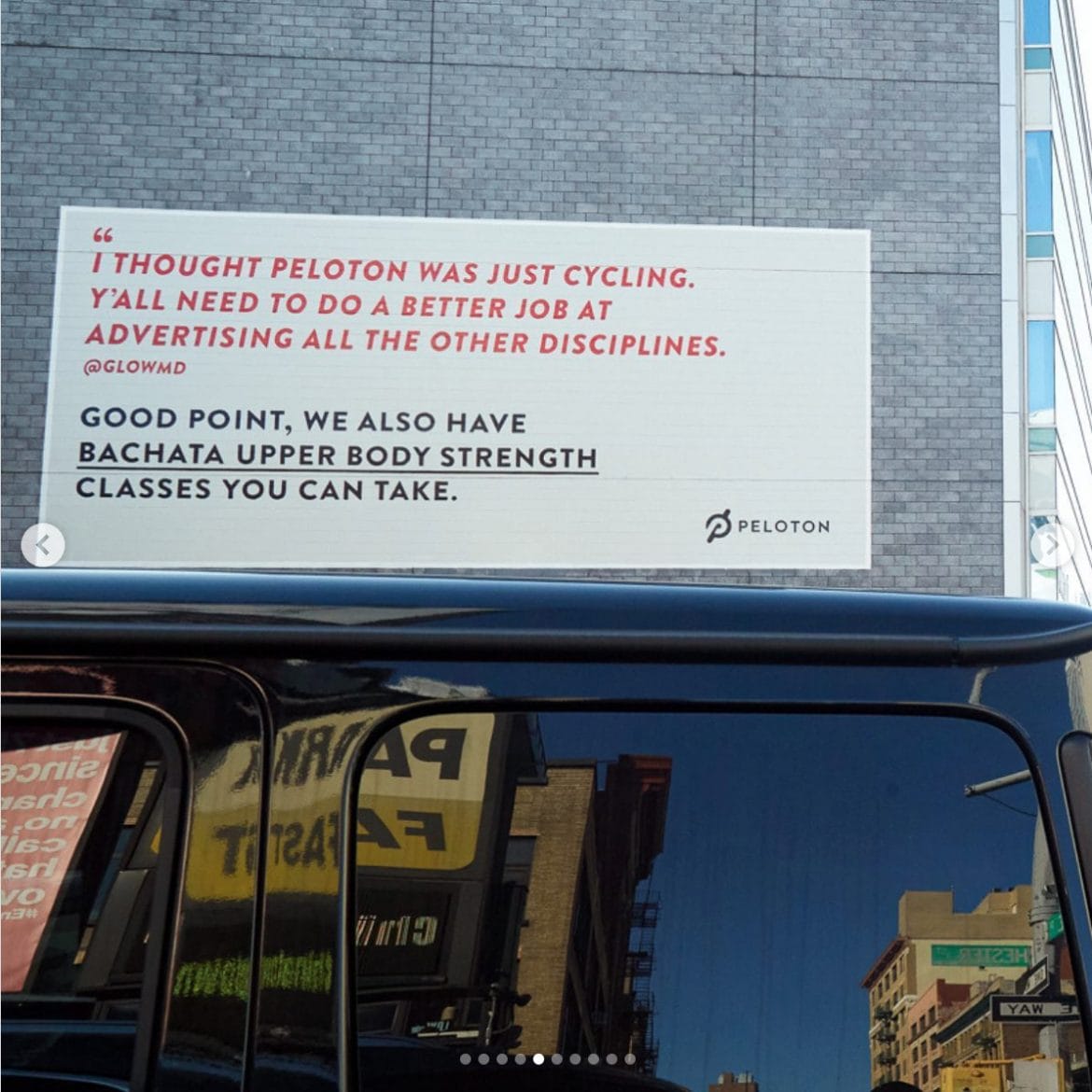 Peloton advertisement in New York City. Image credit Peloton social media.