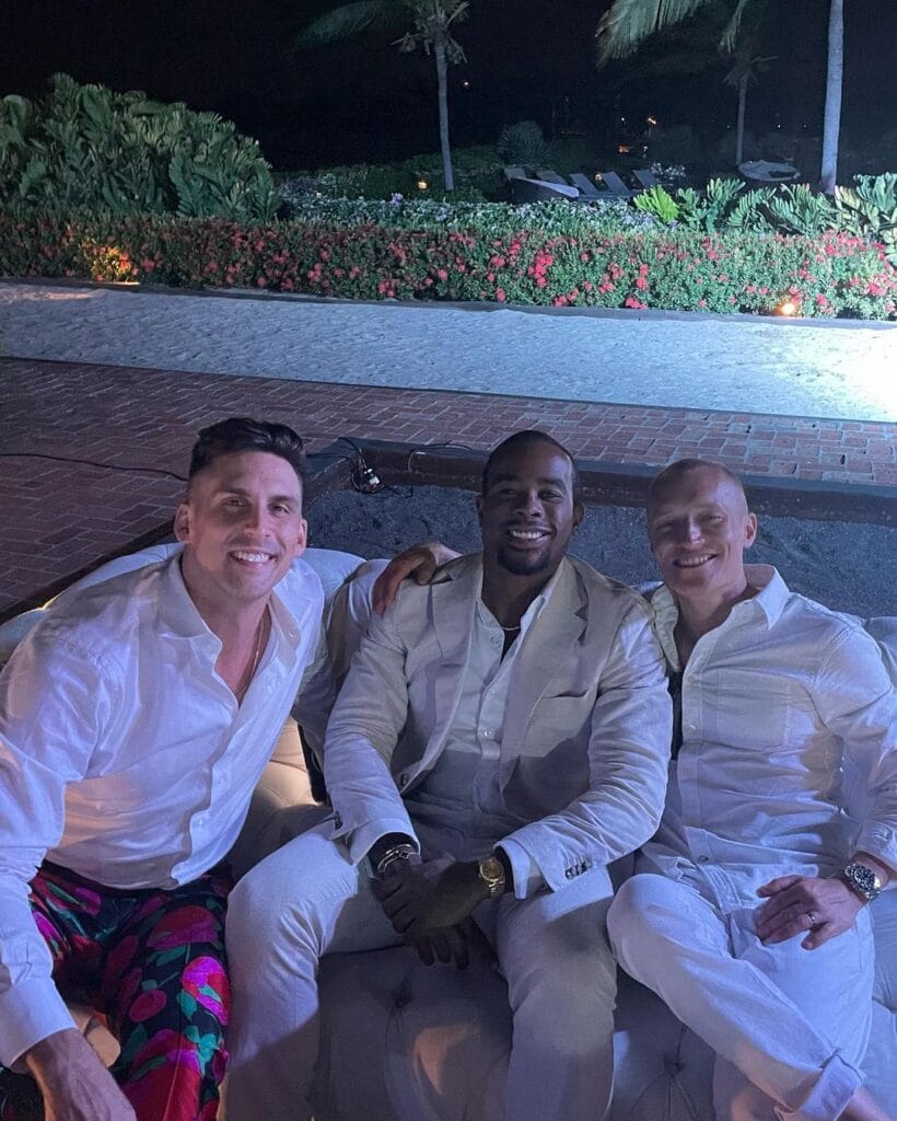 Image of Alex Toussaint, Cody Rigsby, and Matt Wilpers from Matt's wedding. Image credit Alex IG.