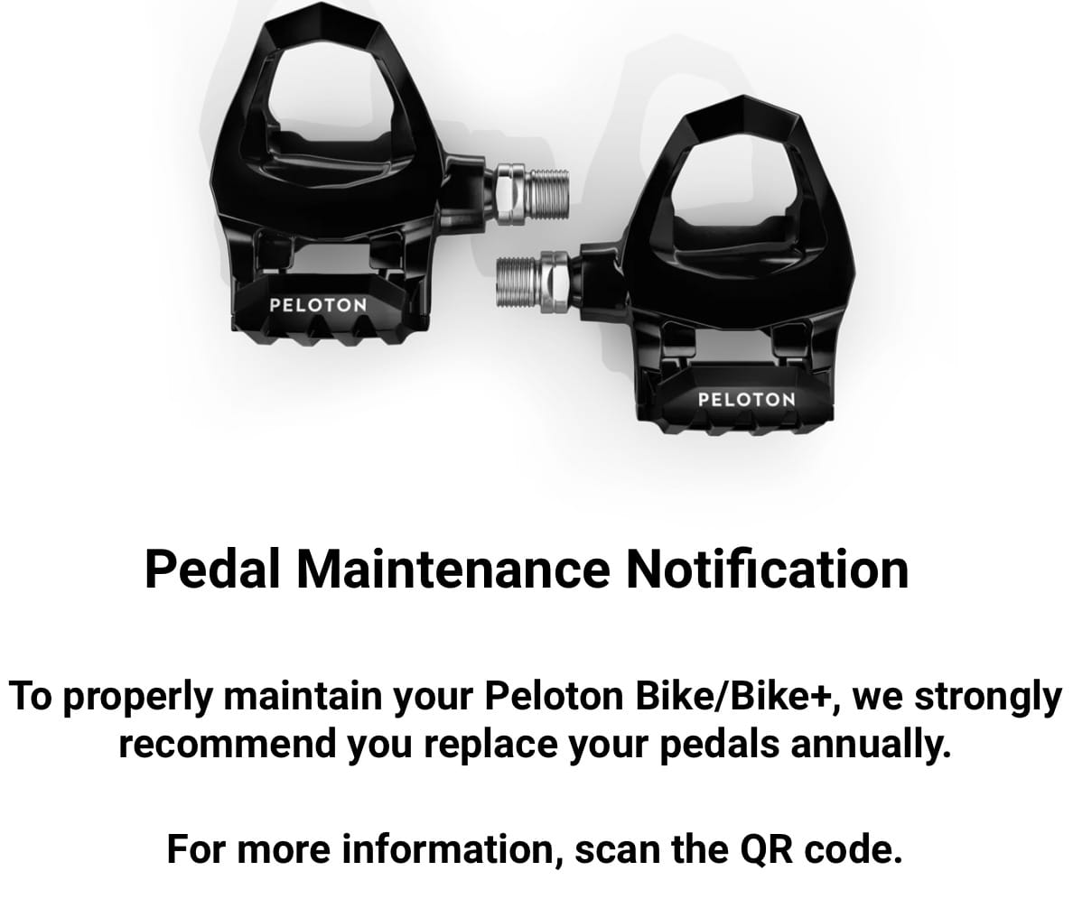 Peloton Sending OnScreen Reminder to Bike/Bike+ Owners to Replace Bike