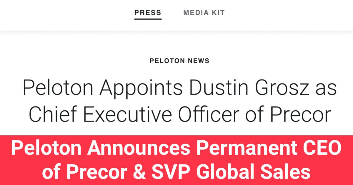 Peloton Announces Permanent CEO of Precor SVP Global Sales