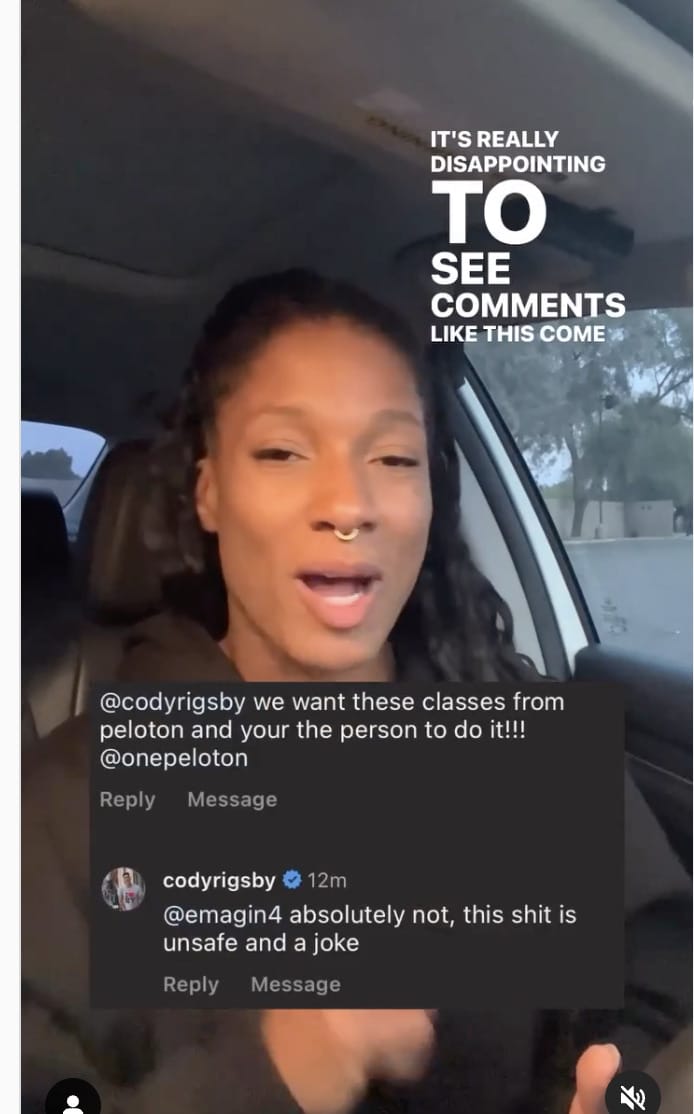 Kristina Girod's video following Cody Rigsby's social media comment.
