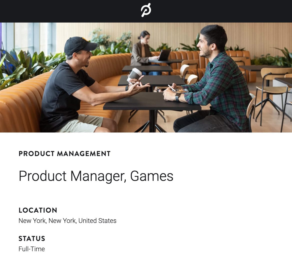 Peloton Product Manger, Games position listing.