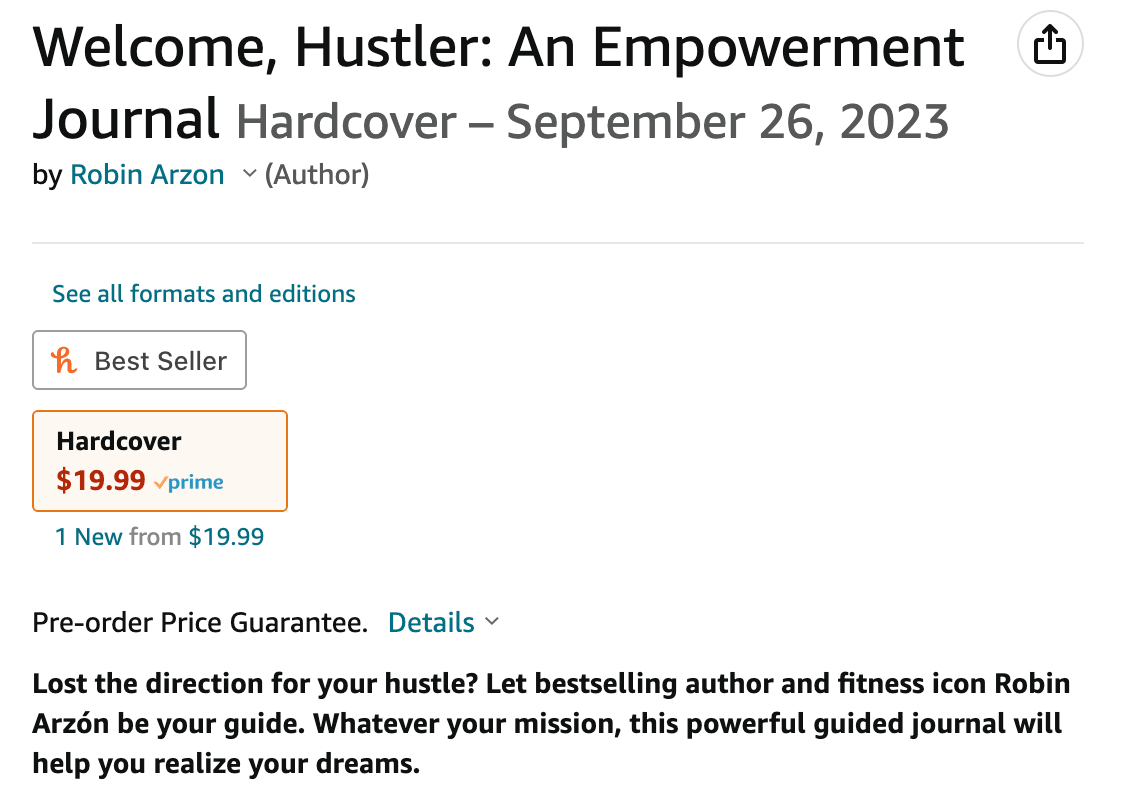 "Welcome, Hustler" Guided Journal listing on Amazon.