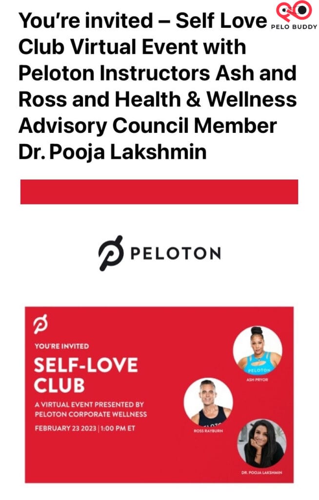 Peloton Self Love Club Virtual Event with Ash Pryor and Ross Rayburn