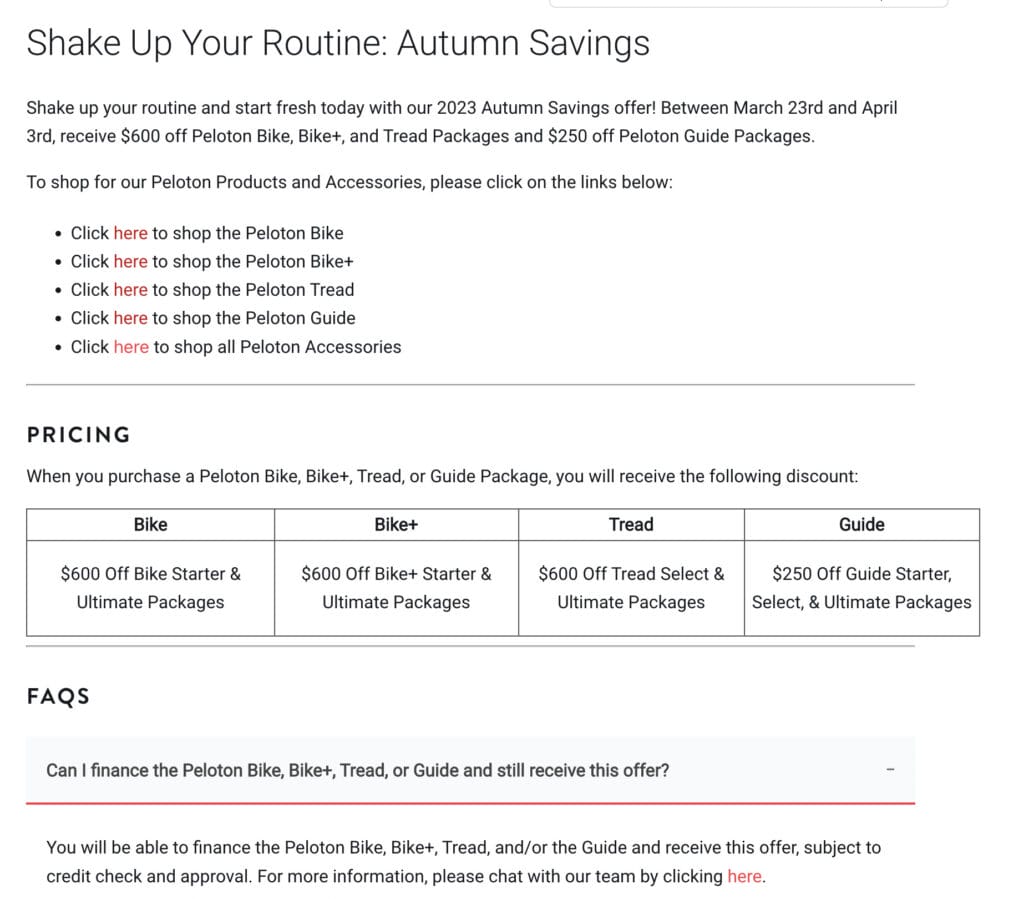 Peloton Australia support page with details.  Image credit Peloton Interactive.