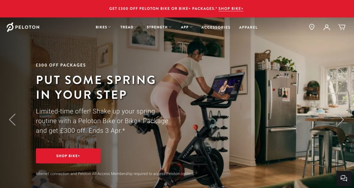 U.K. Peloton Homepage