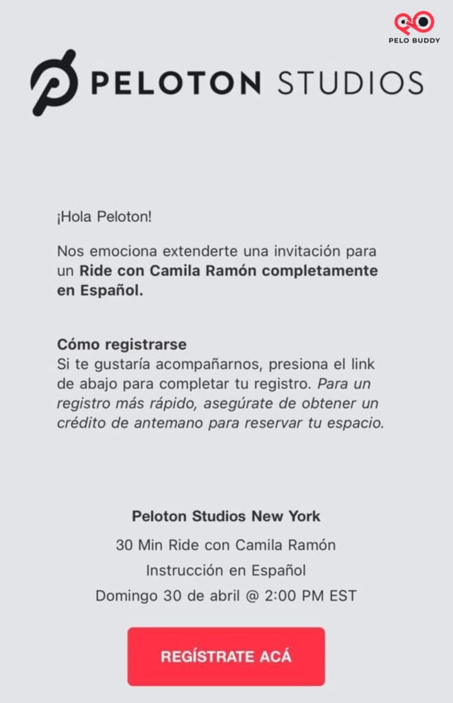 Invite to Camila Ramón class at PSNY.