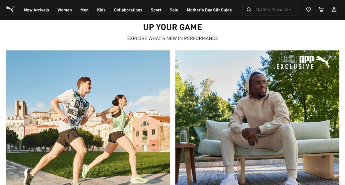 Alex Toussaint collection on PUMA homepage.