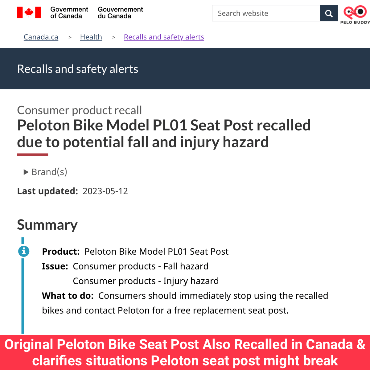 Original Peloton Bike Seat Post Also Recalled in Canada