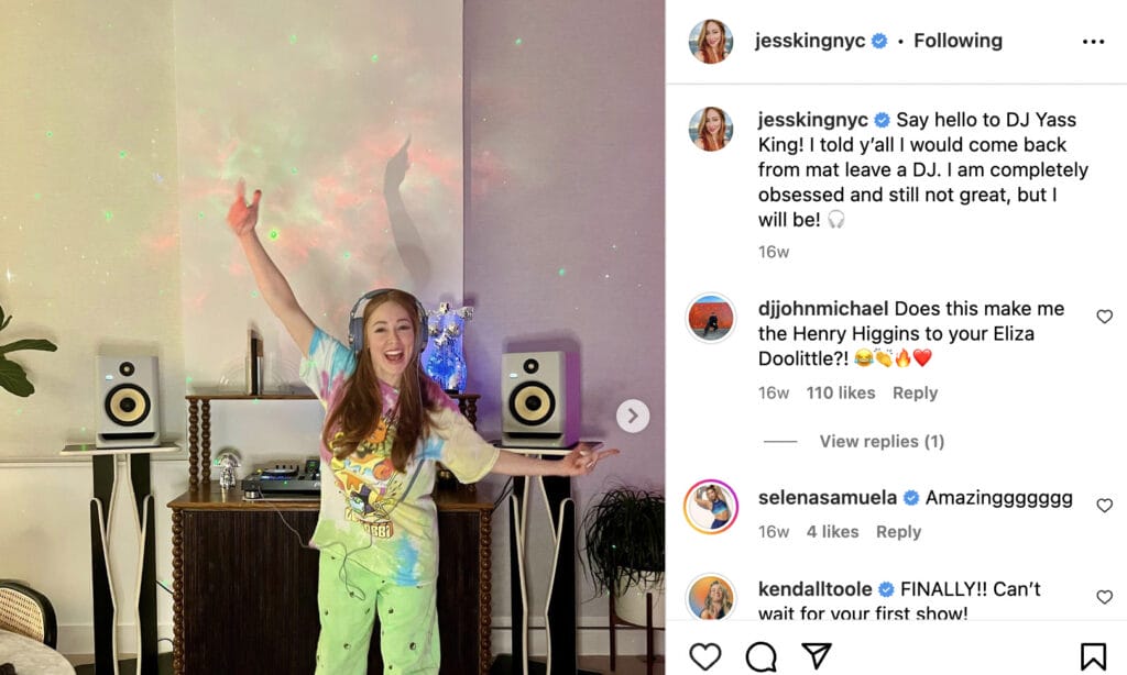 Jess King as DJ Yass King on social media.