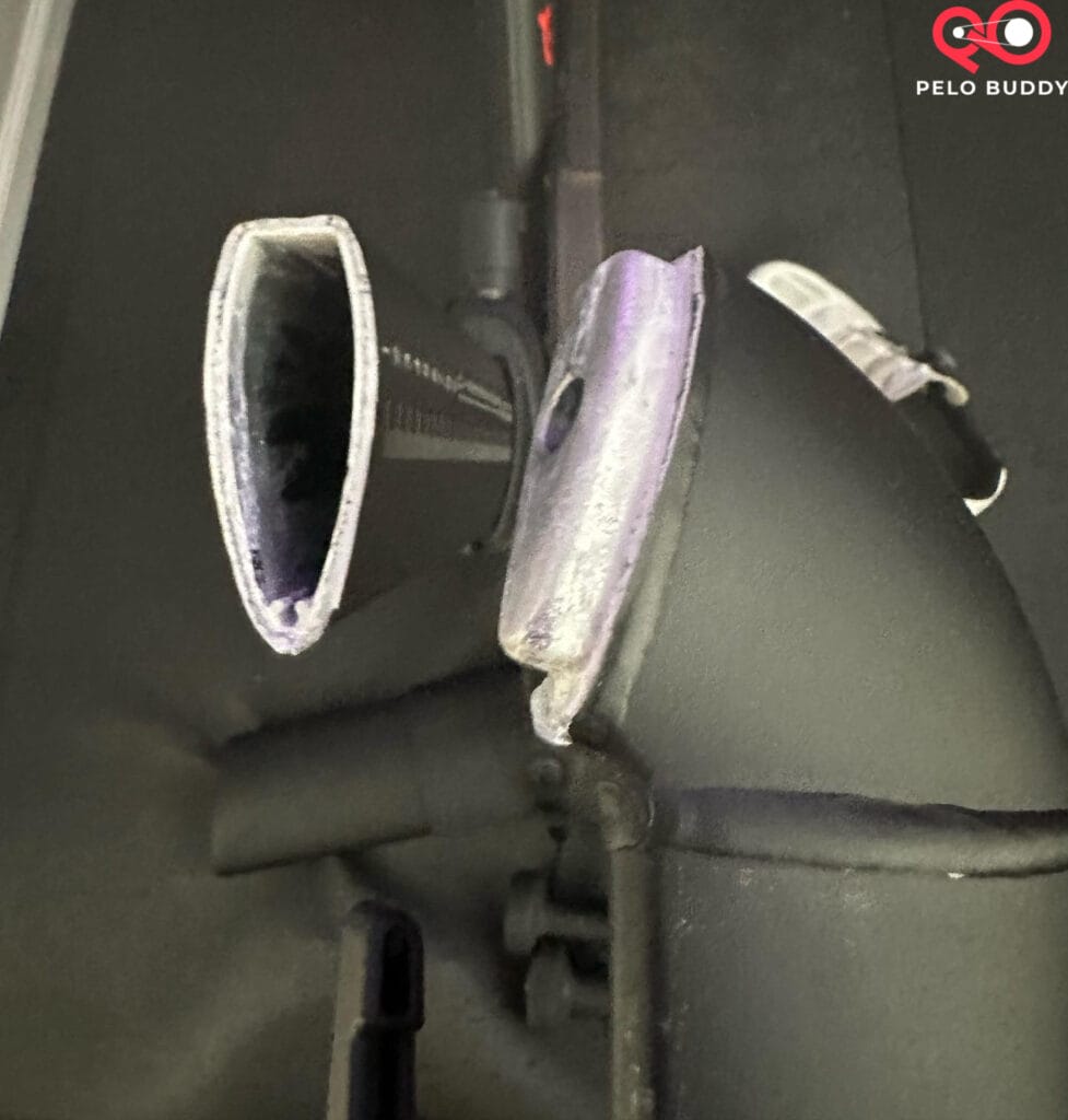 Image of a broken Peloton Bike seat post, which is now under recall.