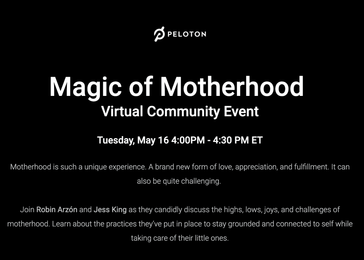 Magic of Motherhood virtual community event page.