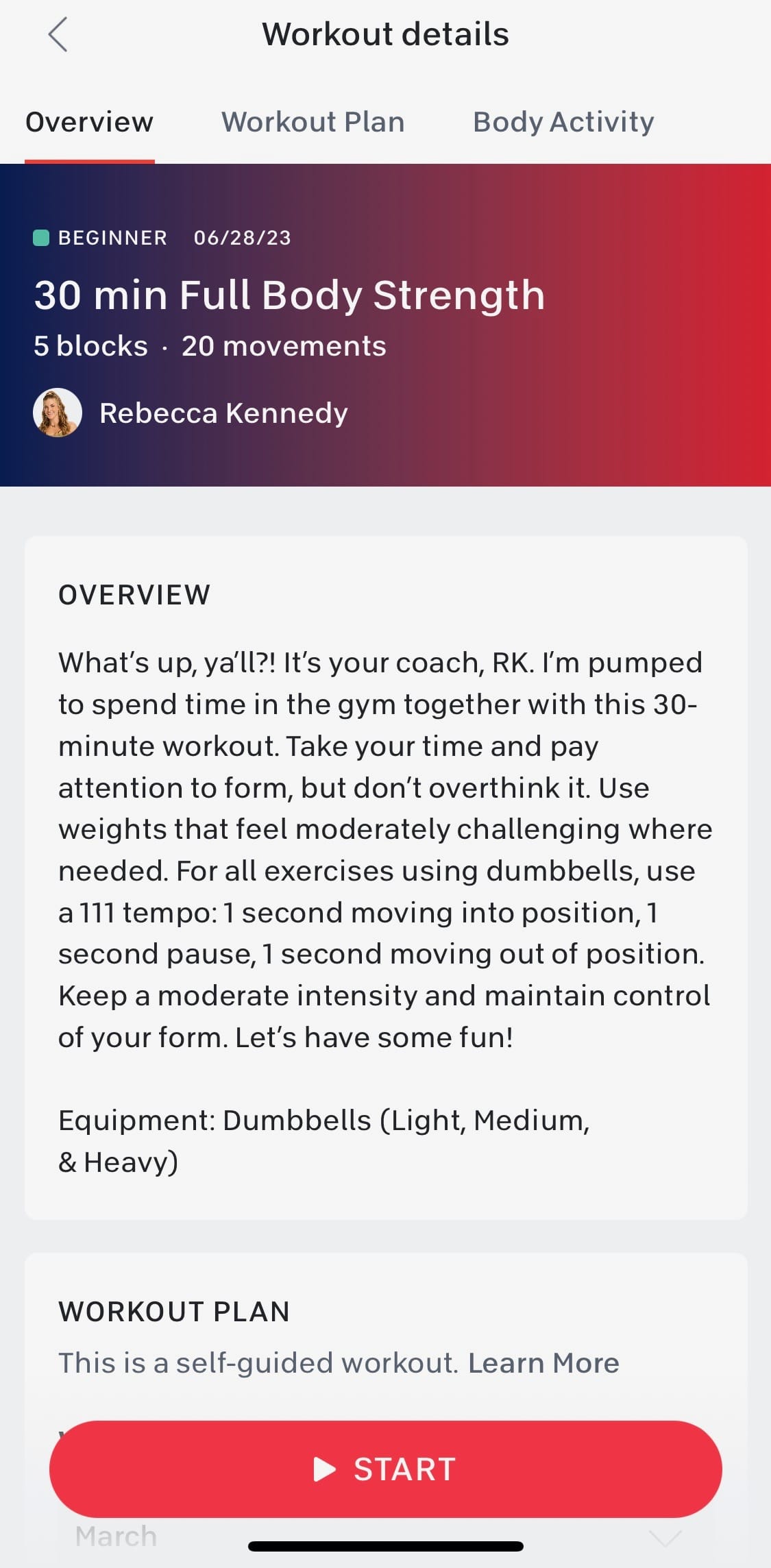 Peloton Gym self-guided workout with Rebecca Kennedy.