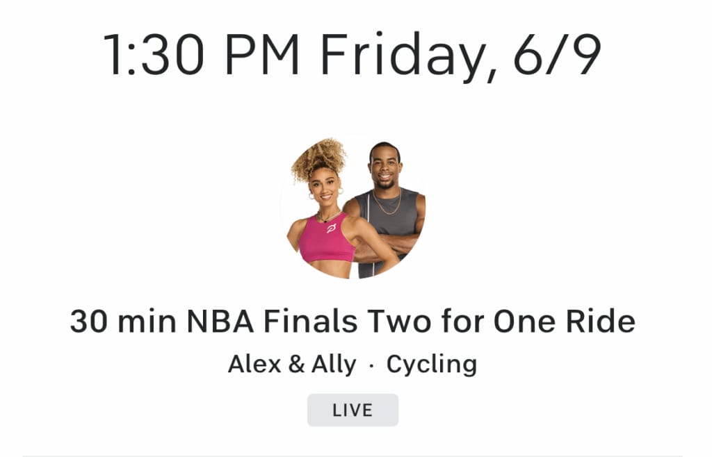 There will be several Peloton NBA Finals classes next week.