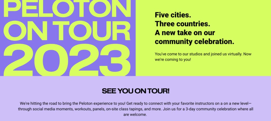 The Peloton On Tour website.