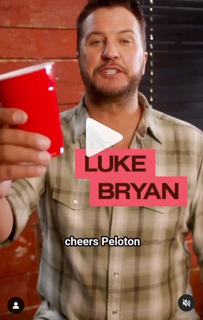 Country star Luke Bryan in Peloton Country Happy Hour video.