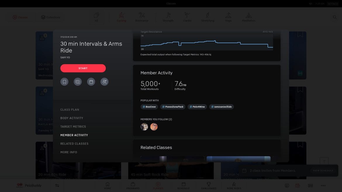 Member activity on a Peloton Bike no longer displaying class rating.