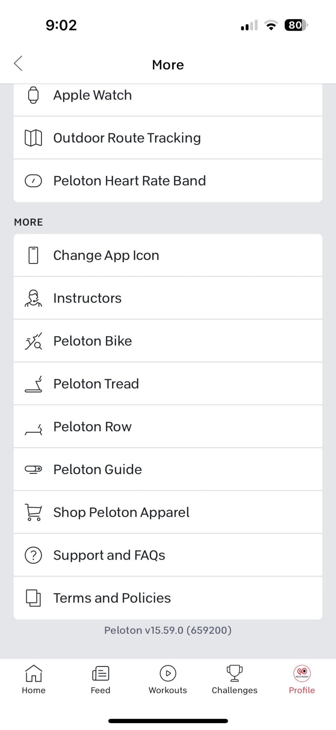 New "change app icon" option in Peloton App menu.