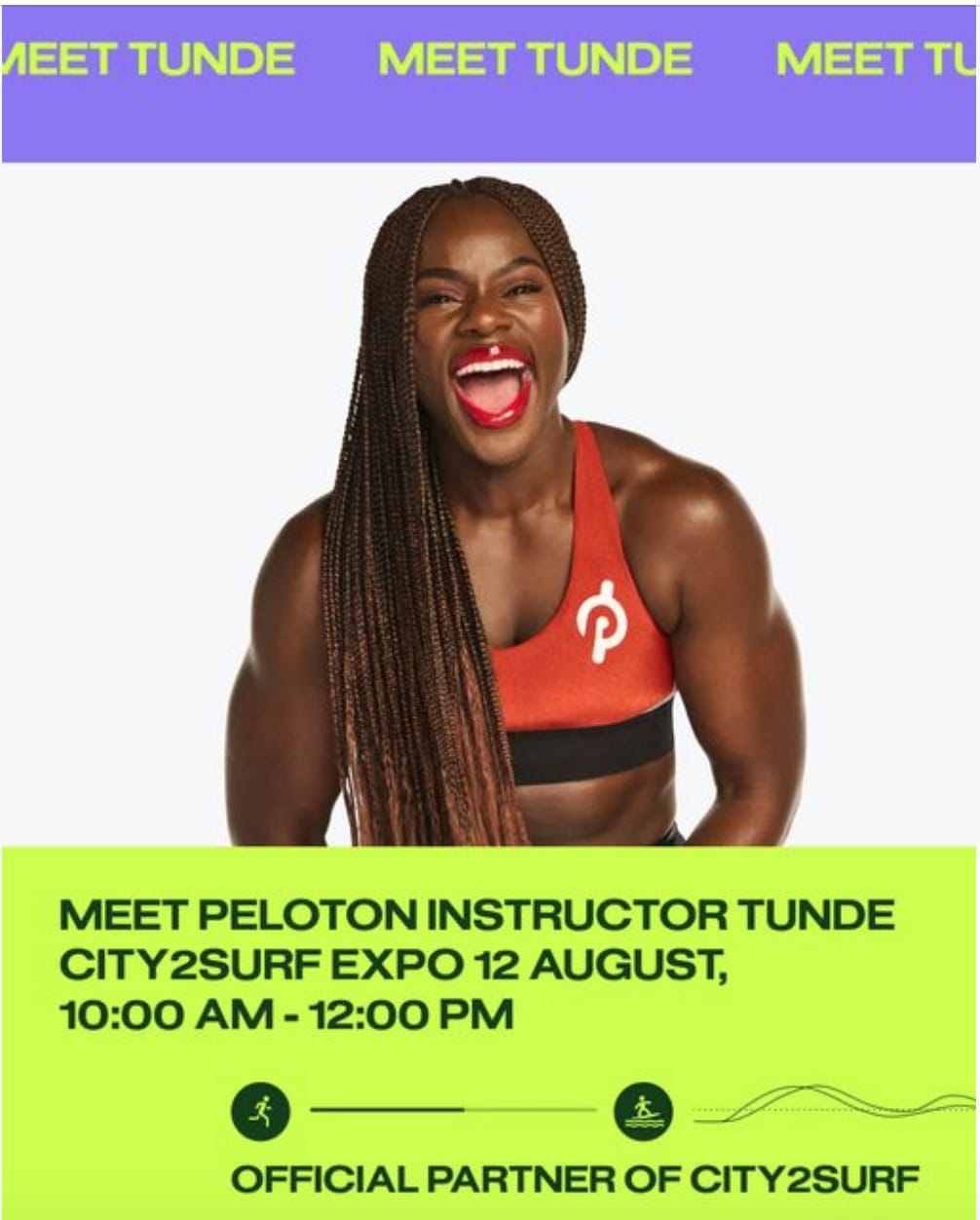 Peloton announcement about Tunde's trip to Australia. Image credit Peloton social media.