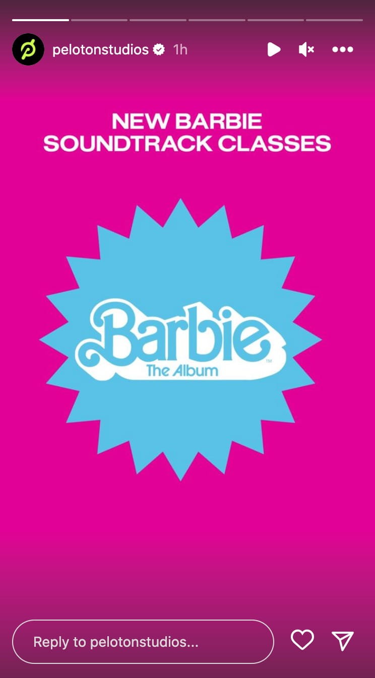@PelotonStudios Barbie series announcement. Image credit Peloton social media.