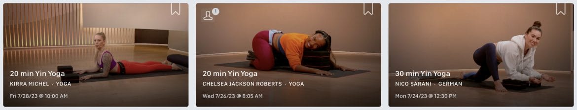 Peloton Yin Yoga classes.
