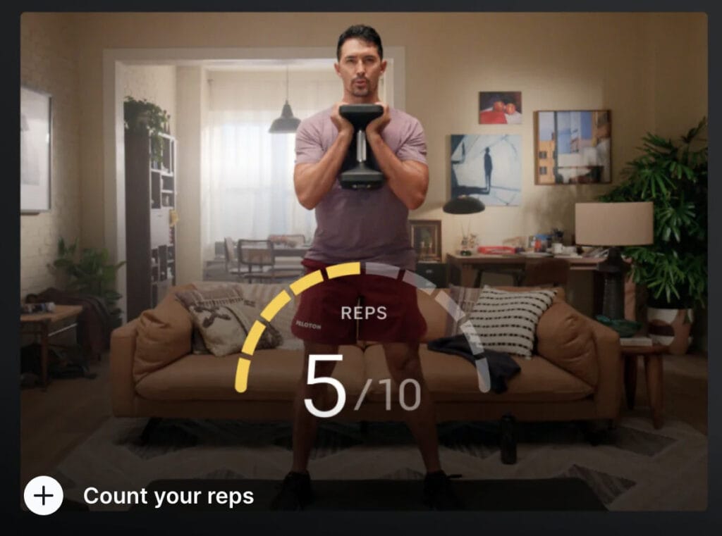 Peloton press image of rep counting on on the Peloton Guide.