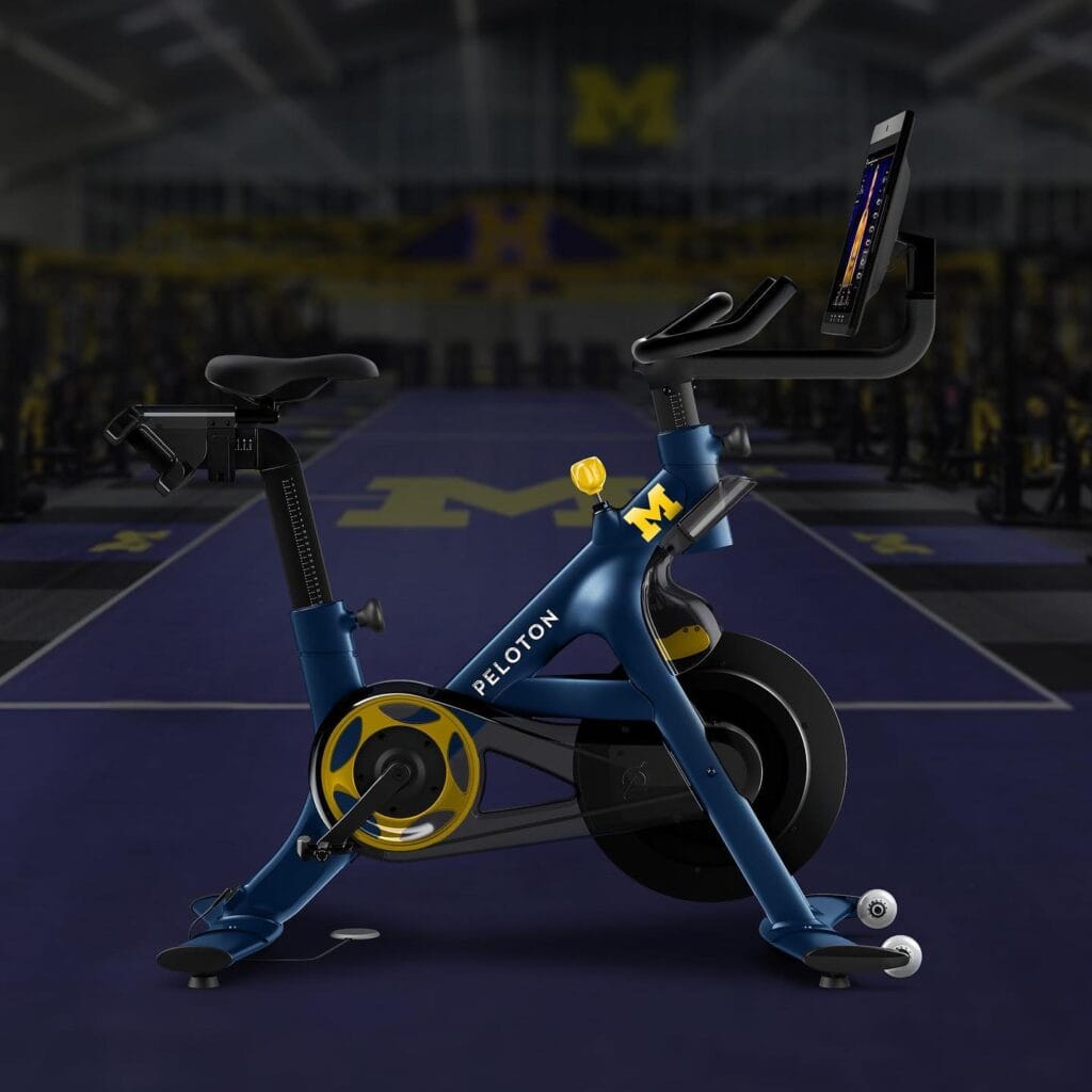 University of Michigan branded Peloton Bike. Image credit @OnePeloton.