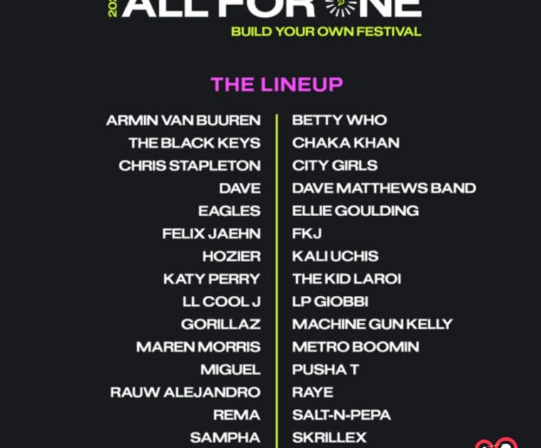 Peloton All For One Music Fest Lineup.